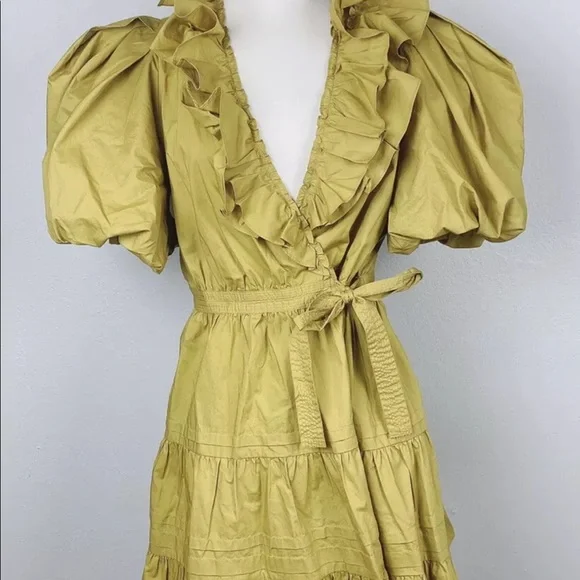 Ulla Johnson Maud Mustard Puff Sleeve Dress 8 - Picture 8 of 10